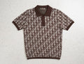 Dior-Style Monogram Knitted Polo Shirt